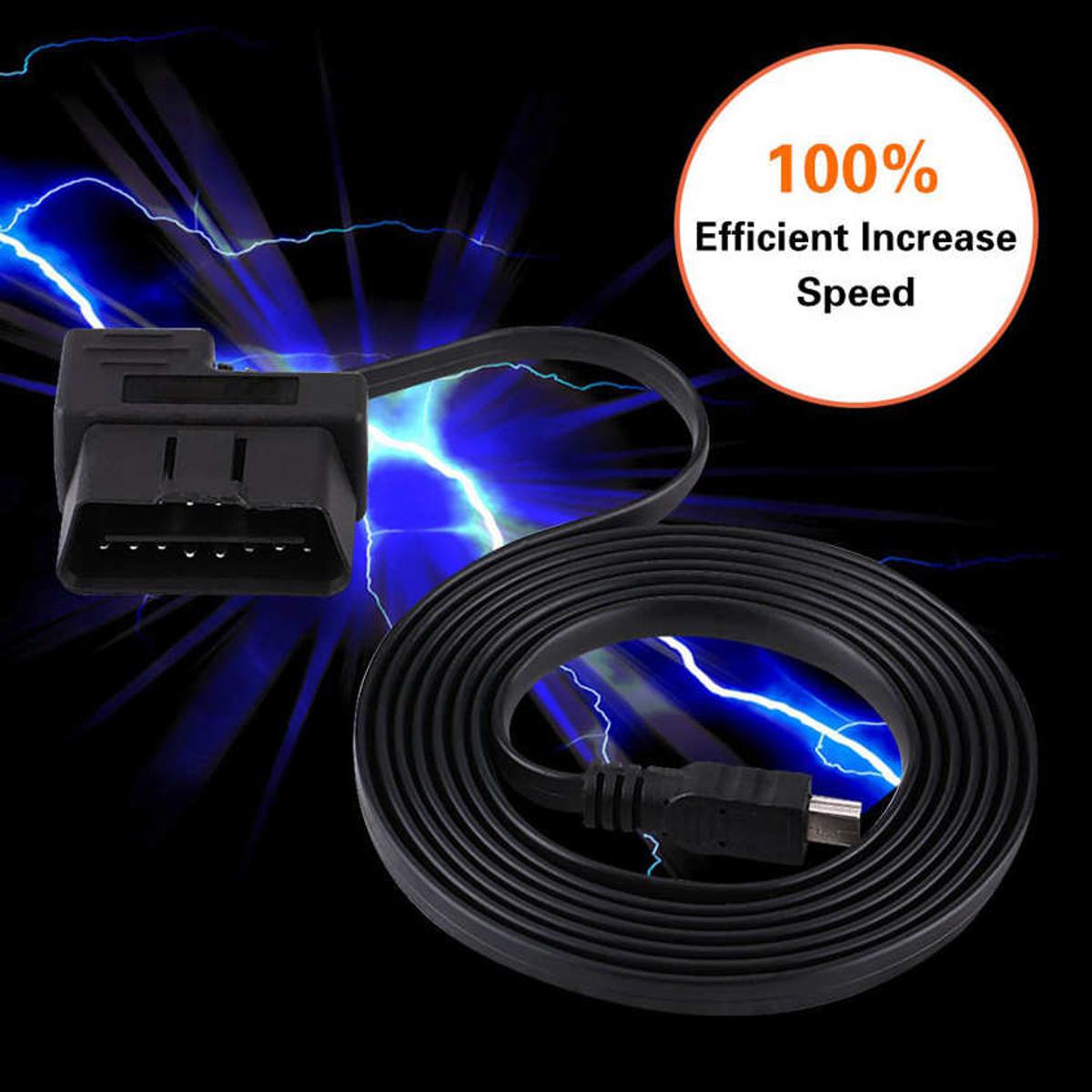 16-pin OBD-II USB cable OBD2 diagnostic extension adapter with overcurrent protection overvoltage and short circuit compatible