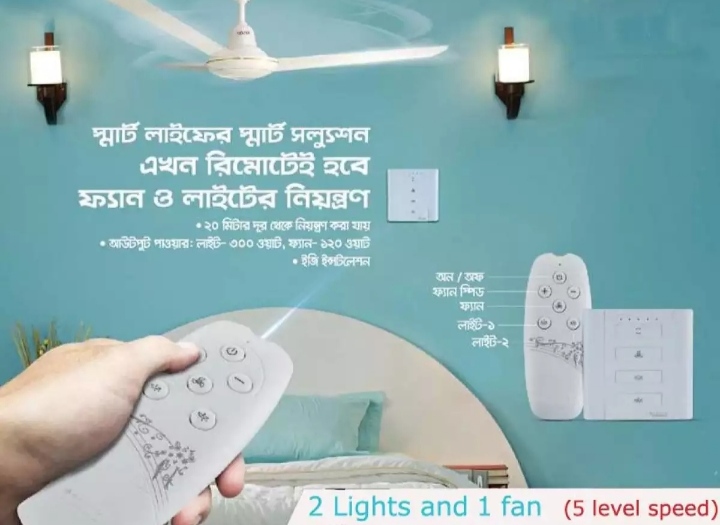 Click Remote Control Switch 2 Lights 1 Fan With Speed Regulation. 