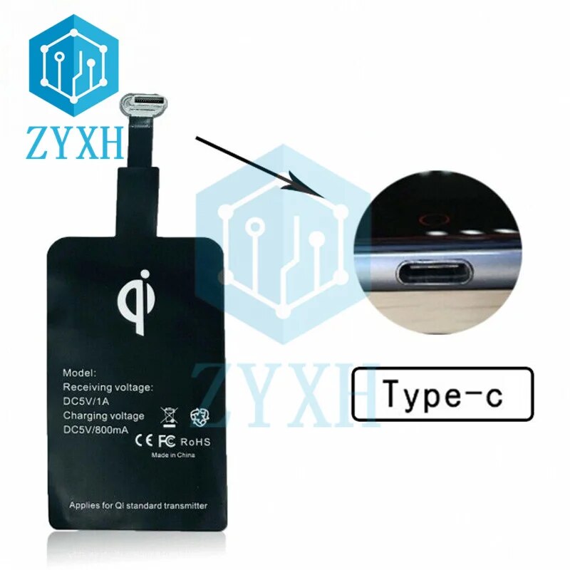 5V 1.5A Wireless Charger Receiver Type C Micro USB Qi Fast Wireless Charging Adapter for IPhone Android Samsung Huawei Xiaomi. 