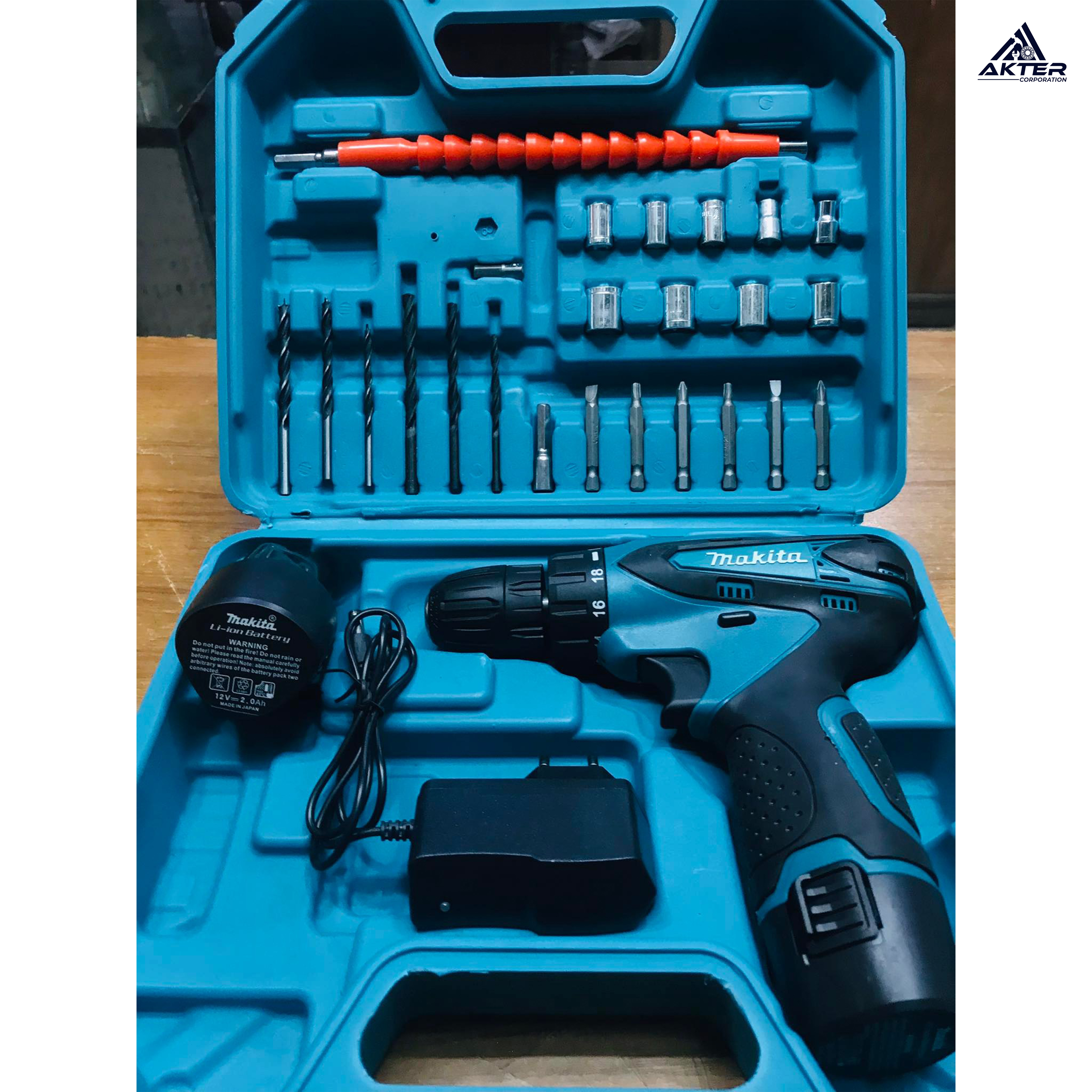 Makita Cordless Drill Machine Set - 25pcs With 12V Double Battery. 