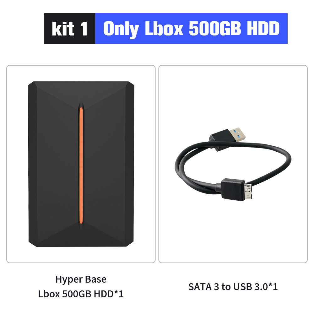 Launchbox 500G Portable Game Hard Drive Hyper Base Lbox Gaming HDD with 3700 PC/3D Game for PS4/PS3/PS2/Wii/WiiU/Switch/Gamecube. 