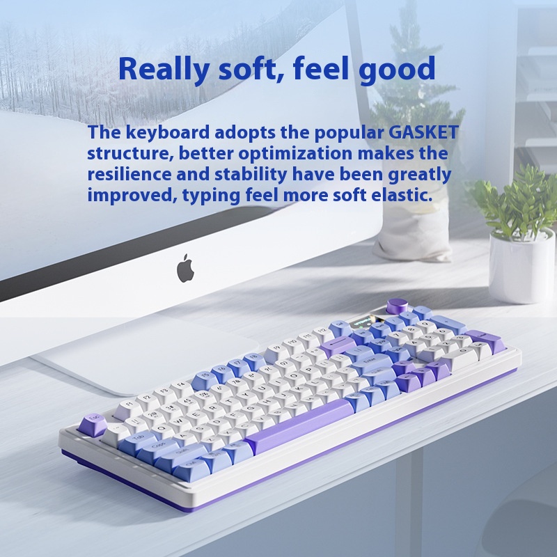 LANGTU L98 Wireless Gaming Mechanical Touch Keyboard Bluetooth 3Mode Rgb With Screen Knob Office E-sport Gaming Silent Keyboard. 