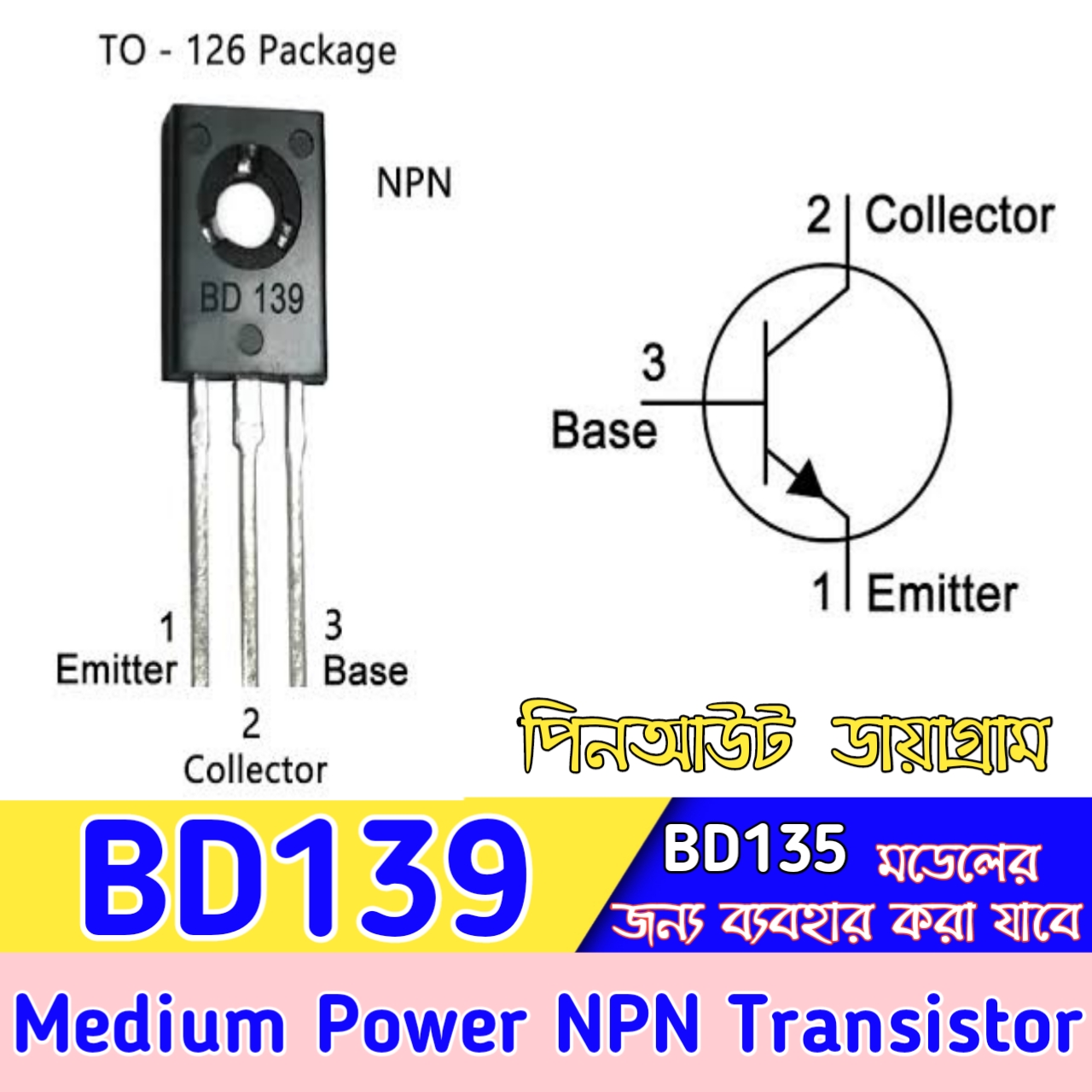 BD139 NPN Power Transistor - 10Pcs Medium Power Transistor bd139 npn Transistor bd139 transistor is bd135 transistor (Equivalent). 