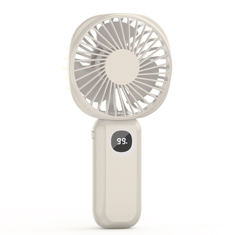 Handheld Mini Fan USB Rechargeable Silent Night Light Rechargeable Treasure Digital Display. 