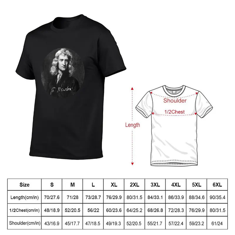 Isaac Newton portrait with signature T-shirt sweat shirts graphic tees kawaii clothes plus size tops mens funny t shirts. 