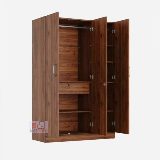 Kath Color Partex MDF Laminated Board 3 Doors Almirah with inner lock drawer, Clothe storage hanger shelf by Nice Shop 3 part Almirah 72/48. 