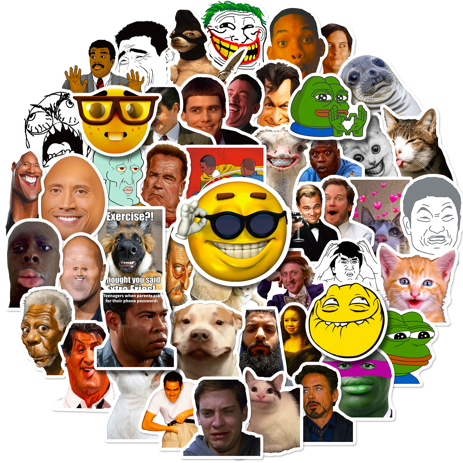 50 Zhang Disgusting Facial Expression Bag Stickers New Emoji Graffiti Stickers Funny Character Facial Expression Bag Stickers