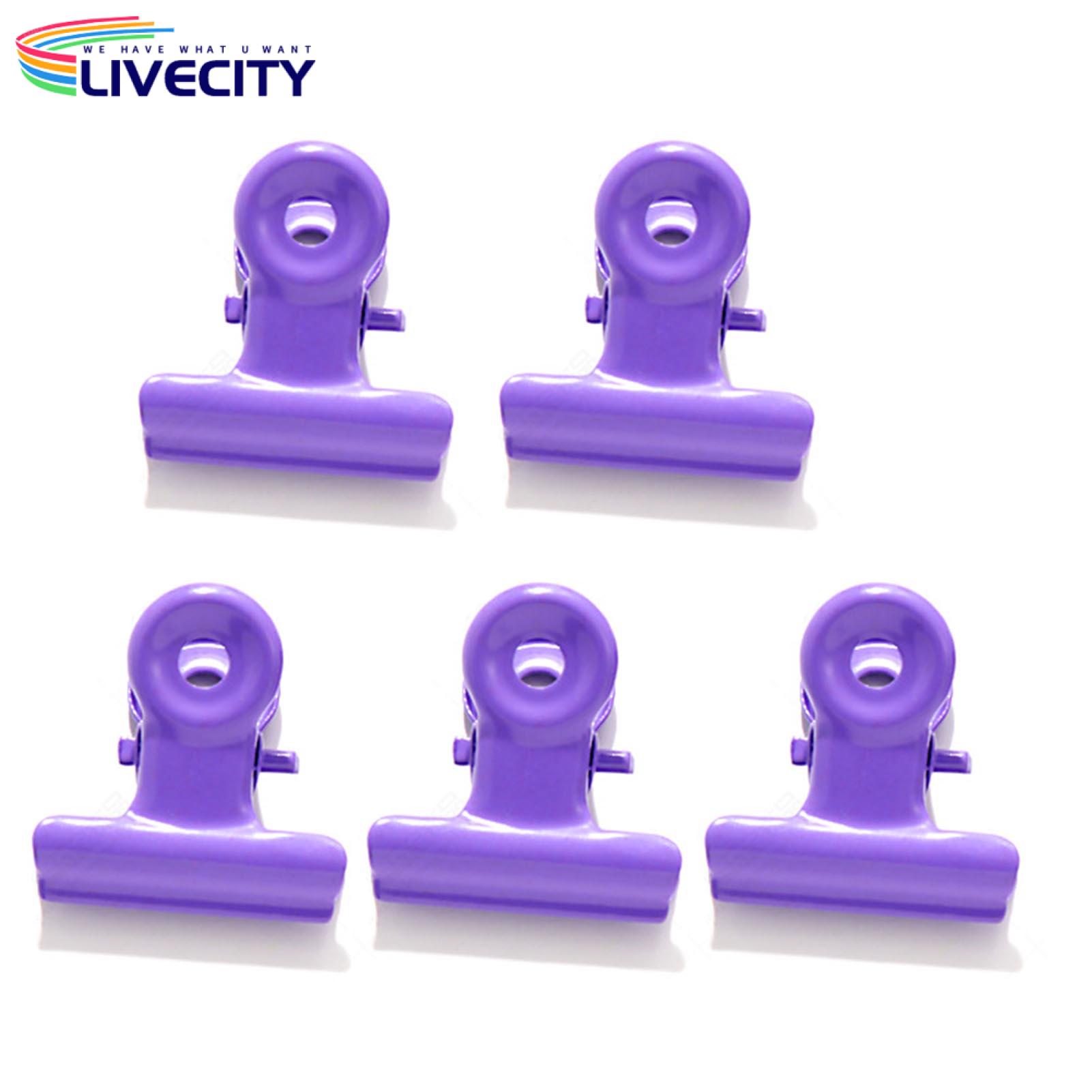 Sturdy Metal Binders Colorful Metal Binder Clips with Hanging Hole Design Pack of 5 Perfect for Handbags Money Clamps Vibrant Colored Hinge Clips for Organization Decor Strong Spring Metal Clips
