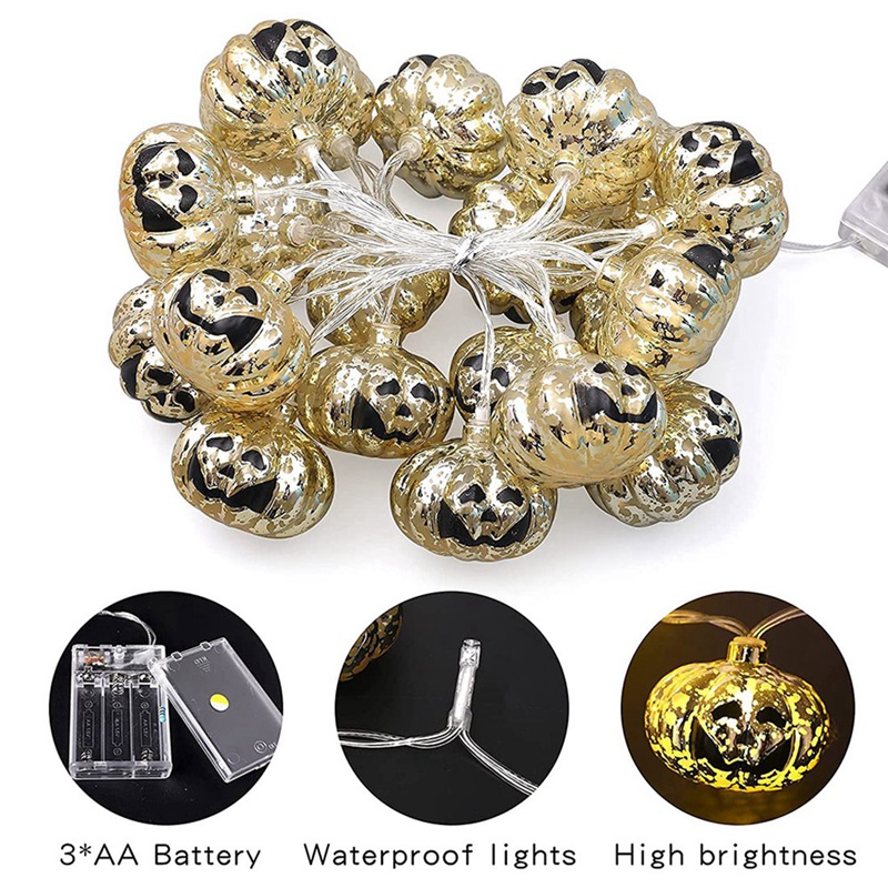 Halloween Lights,20 LED Pumpkin String Lights 9.8 Feet Halloween Decor,2 Modes Steady and Flickering Lights Halloween. 