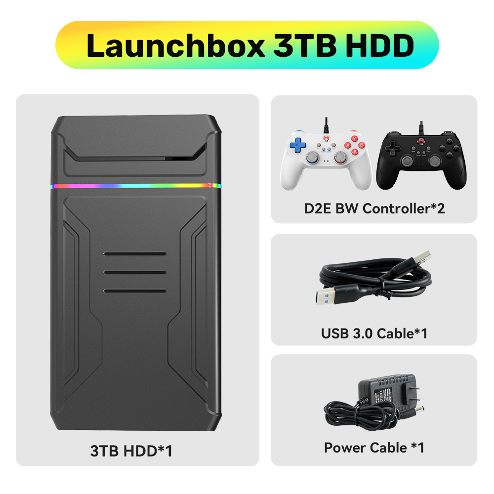 Launchbox 3T Portable Video Game Consoles With 10000+ Retro Games Emulator Console For N64/Xbox/PS3/PS2/GameCube/PS4/DS/PS1/PSP. 