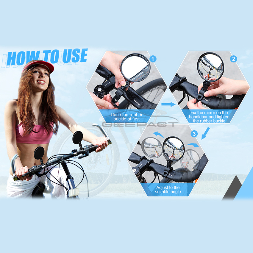 Geepact 2 PCS  Rearview Mirror Bicycle Mirror Handlebar Rearview Wide Angle 360°Rotate Looking Glass Universal Cycling  Rear View Mirror  for Bike MTB Electric Scooter Motorcycle. 