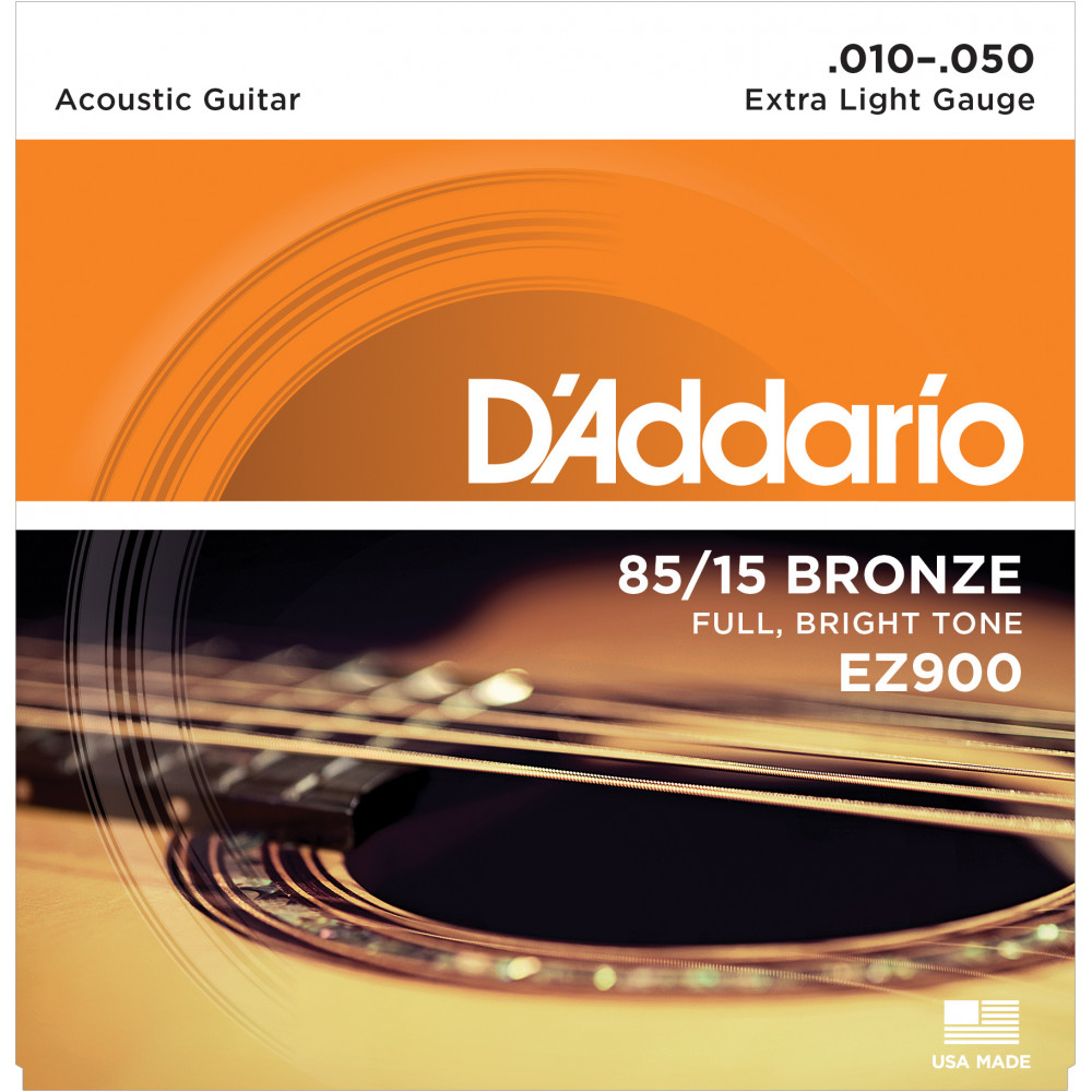 D'Addario EZ900 85/15 Bronze Extra Light Gauge .010-.050  Acoustic Guitar Strings Set. 