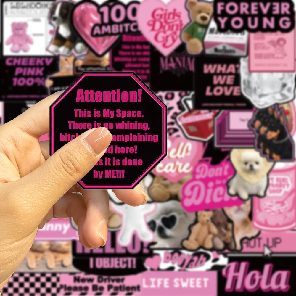 53pcs Cute Animal Pink Egirl Charm Y2K Stickers Aesthetic for Scrapbooking Diary Phone Luggage Waterproof Sticker Decals. 