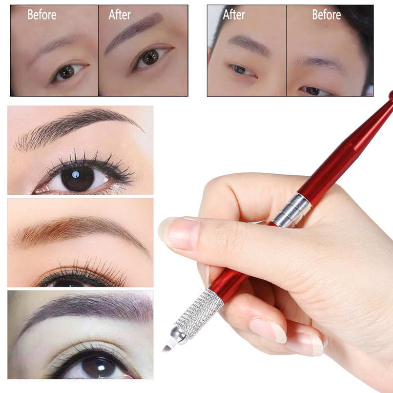 New Permanent Tattoo Kit Microblading Eyebrow Practice Pen Needle Microblade Cup & Ink Make up Cometic kit for Learner Ue. 