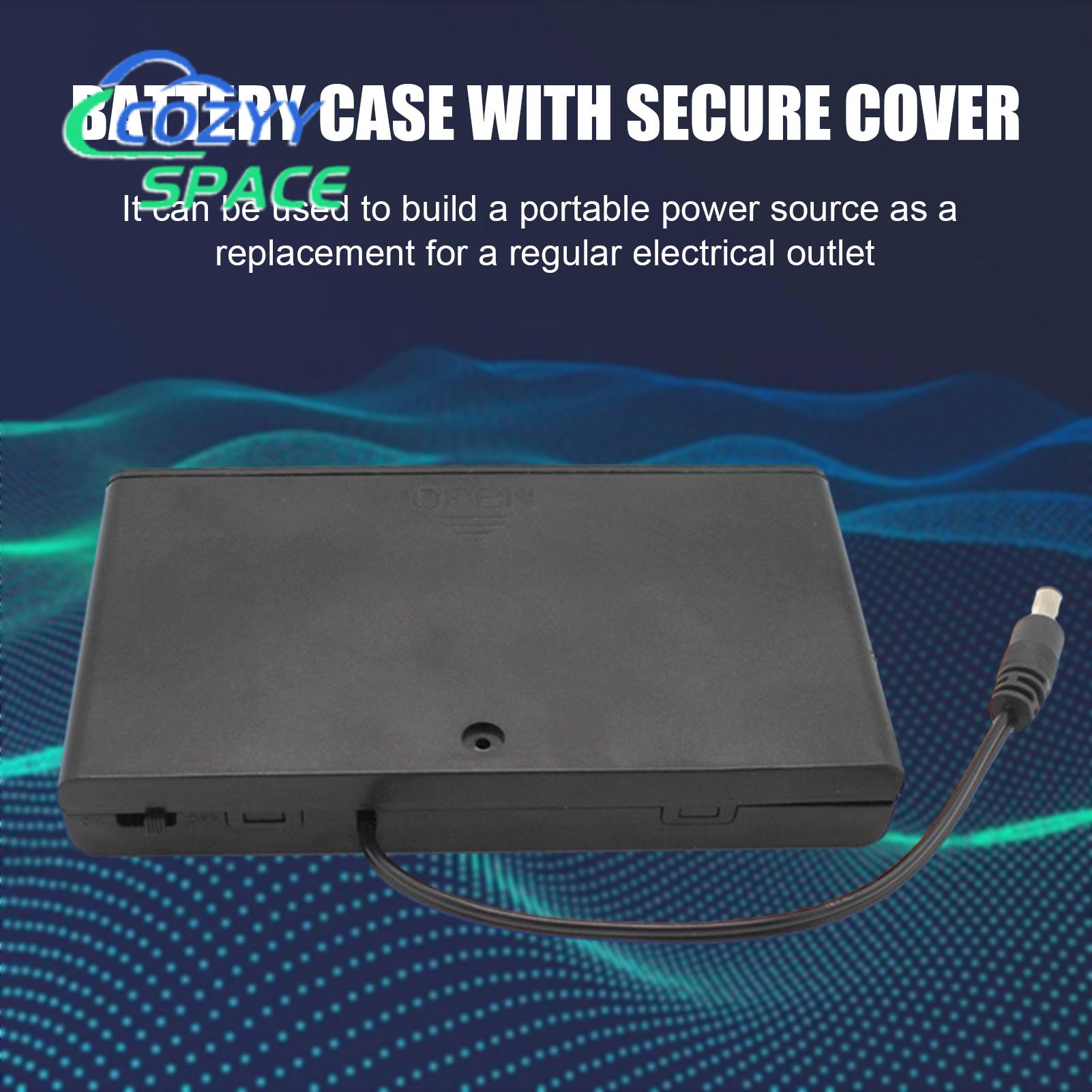 Battery Case with Secure Cover 12v Aa Battery Holder Case Box with Switch Cover for Home Outdoor Use Durable Convenient Battery Case with Built-in Switch