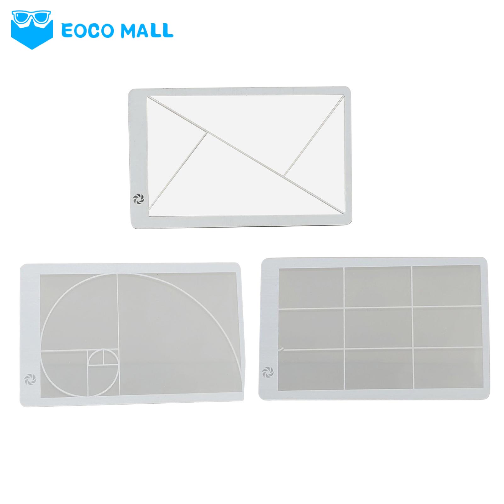 EOCO MALL Credit Card Sized Viewfinder Golden Ratio Viewfinder Ruler for Photography Drawing Portable Fibonacci Rule of Thirds Composition Tool for Artists Clear Acrylic Card Positioning Tool 3pcs Set Acrylic