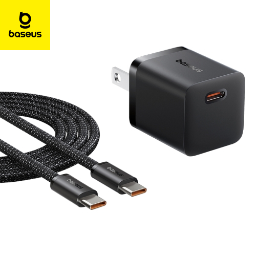 Baseus Charger GaN5 25W mini For Samsung S24 S23 S21 S20 Google Pixel Iphone 15 Series With Type-c Cable