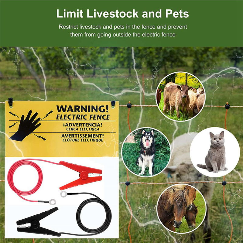 4X Electric Fence Wire Connect the and Electric Fence Charger, Electric Fence Lead Wire with Alligator Clip