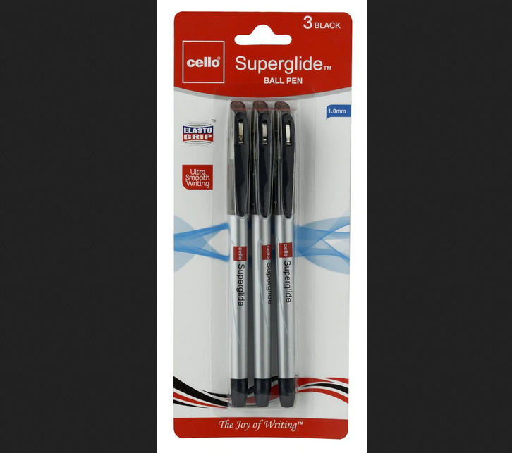 Cello Superglide Pen Black Ink (10 Pens) Pen
