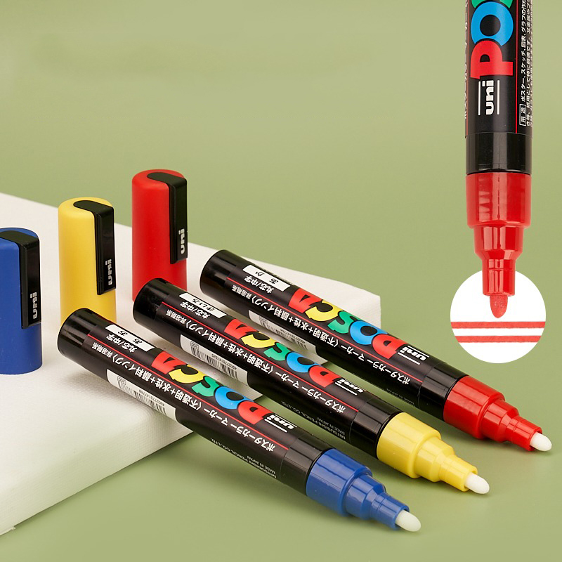 UNI POSCA Marker Pen Set,NEW PACKAGE PC-1M 3M 5M Water Based Color Permanent Acrylic Paint Pen Graffiti Art Supplies rotuladores Amour zii. 