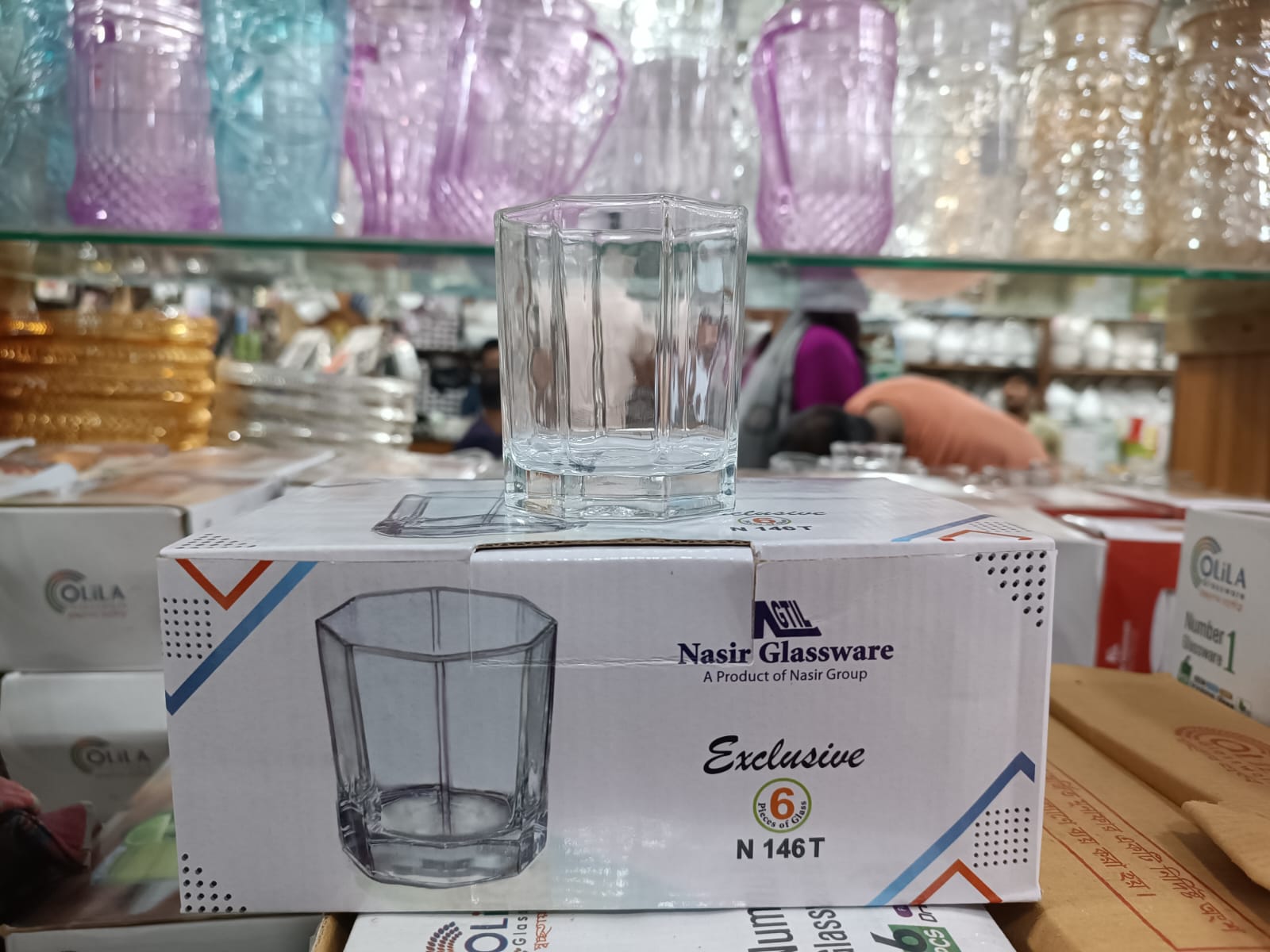 New China Quality kacher  8 Corner Water Glass Set - Drink In Style 6-Piece Set Of Non-Reactive - Transparent Glassware - 200ml-New 146. 