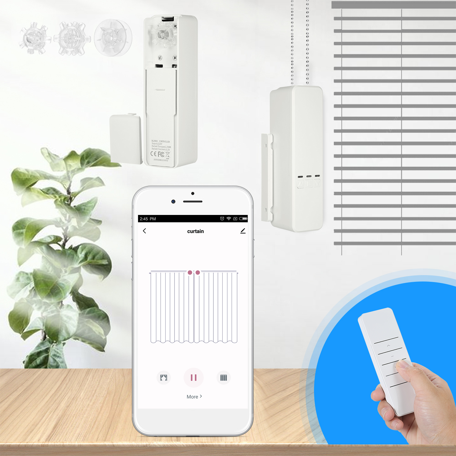 KOGEEK Wi-fi Tuya DIY Smart Motorized Chain Roller Blinds Shade Shutter Drive Motor Compatible with Alexa Google Home APP + RF + Voice Control Week Programmable. 