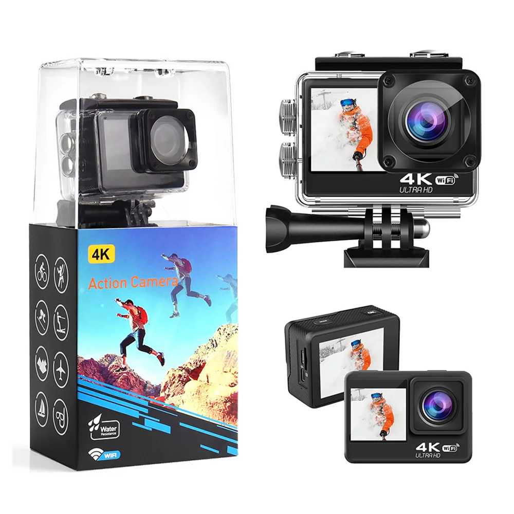 Ausek Wifi 4K Wifi 60Fps Ultra Hd Waterproof Sports Action Camera - External Microphone And Remote Included by DRONE ZONES