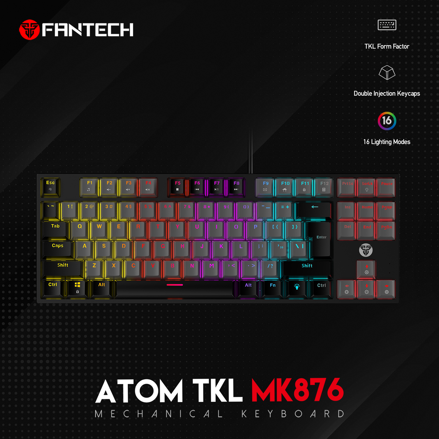 Fantech MK876 TKL RGB Mechanical Gaming Keyboard. 