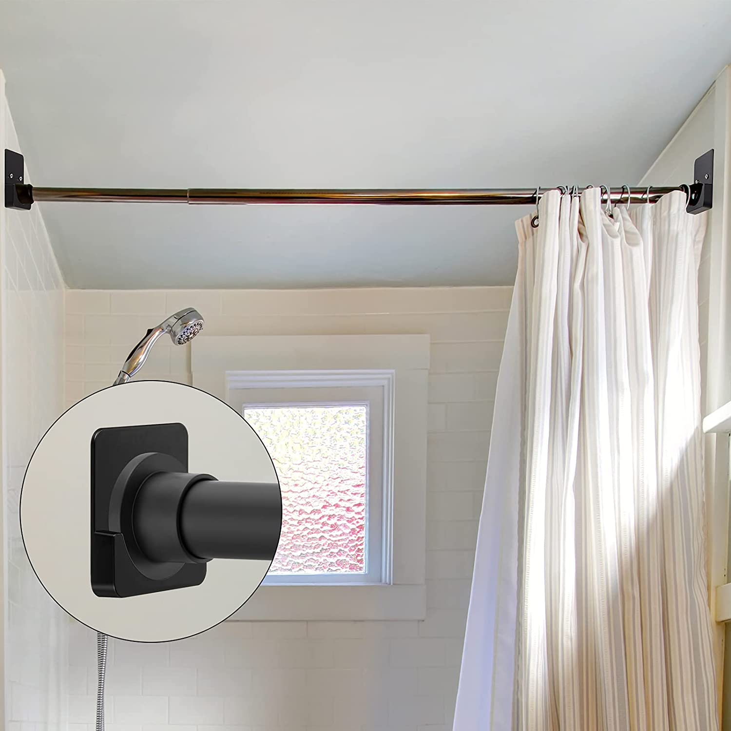 Rod Mount Holder for Wall-4 x Fixed frame-White. 