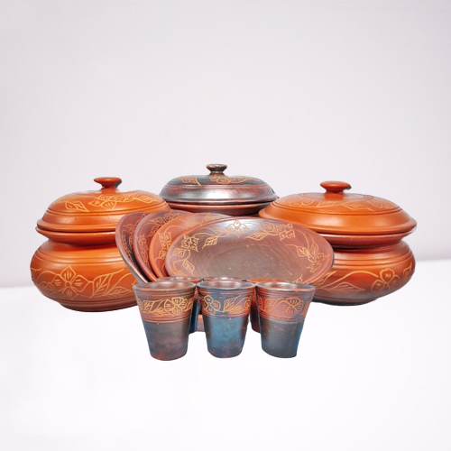 Clay Dinner Set 15 Pieces Matir Dinner Set - Elevate Your Dining Experience With This 15-Piece Matir Dinner Set. 