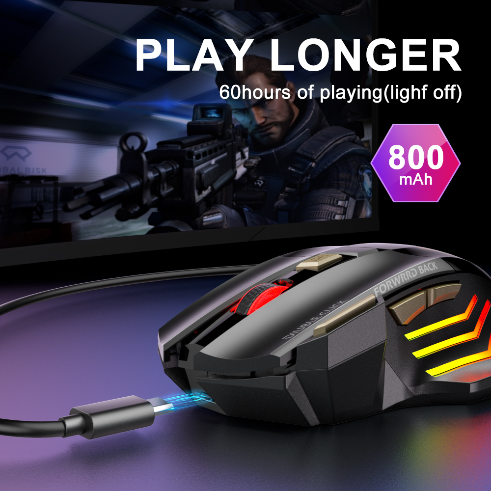 Laptop mouse, suitable for light RGB mute mark computer ergonomic rechargeable wireless mouse Bluetooth game mouse Cheng Xue Maoz with back. 