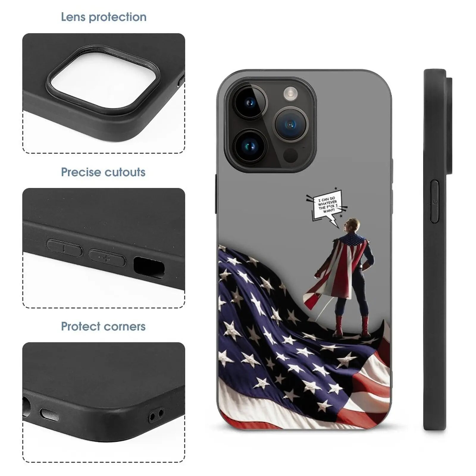 Homelander-I Can Do Whatever The F * I Want Mobile Phone Shell For Iphone 14 13 11 12 Pro Max Mini Xr 7 8 Plus Fiber Skin Case. 