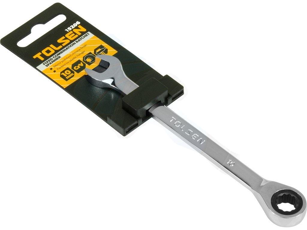 TOLSEN 10mm Ratchet Gear Spanner Fixed Head Combination Wrench Cr-V Model: 15206. 