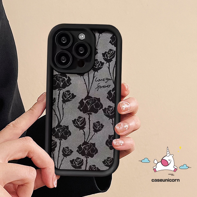 Retro Black Rose Art Flower 3D Bow Case Compatible For IPhone 7Plus 15 11 14 13 12 Pro Max XR 15 6 8 6S 7 Plus XS Max X SE 2020 English Fresh Floral Angel Eye Soft Cover. 