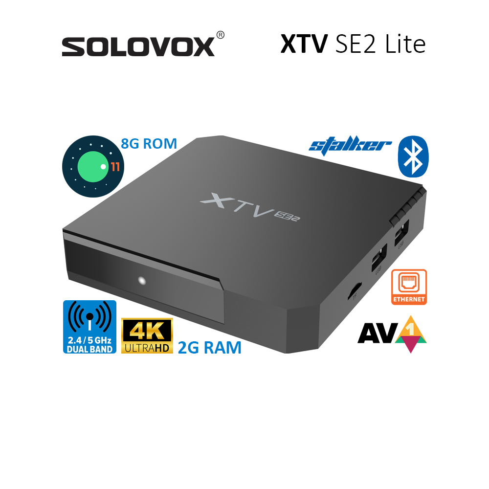 SOLOVOX XTV SE2 Lite Streaming Box Android 11 Stalker Xtream Live TV Decoder SoC S905W2 2G 8G AV1 4K Bluetooth Receiver. 