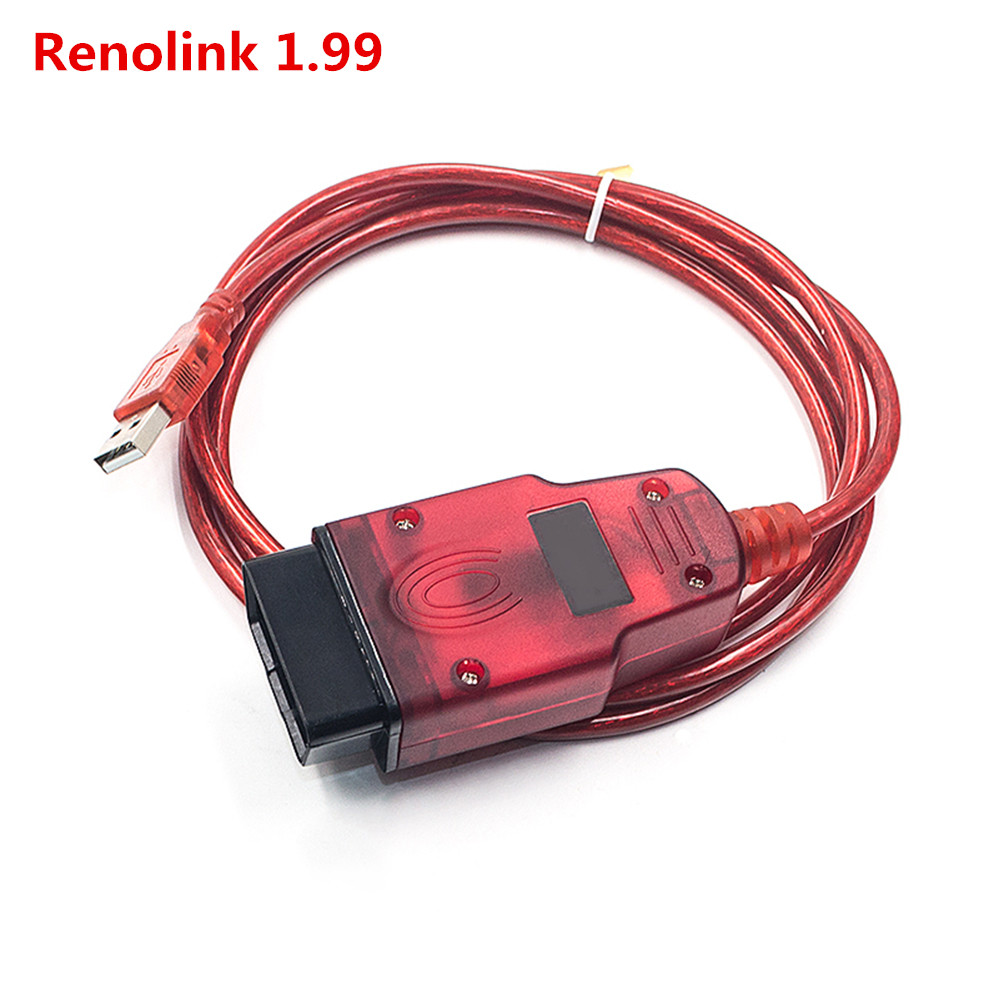Newly Renolink V1.99 For Renault Car ECU Tool Auto Key Programmer Reno link 1.87 USB OBD2 Diagnostic Cable ECU Airbag Reset. 
