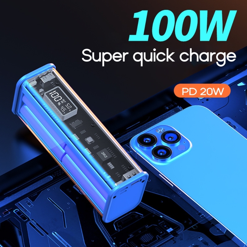 Professional PD22.5W DIY Battery Charger Case Fast Charging Case for 8PCS 18650 Polymer 20800mA Battery Charging Power Bank Box Battery Charger (Full Setup With Battery) V8. 