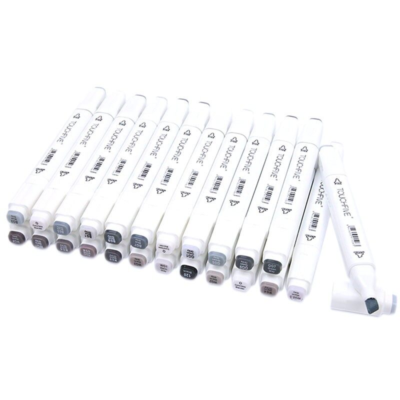 TouchFive Marker Pen 6/12/30 Gray Colors Copic Marker Graphic Art Set. 