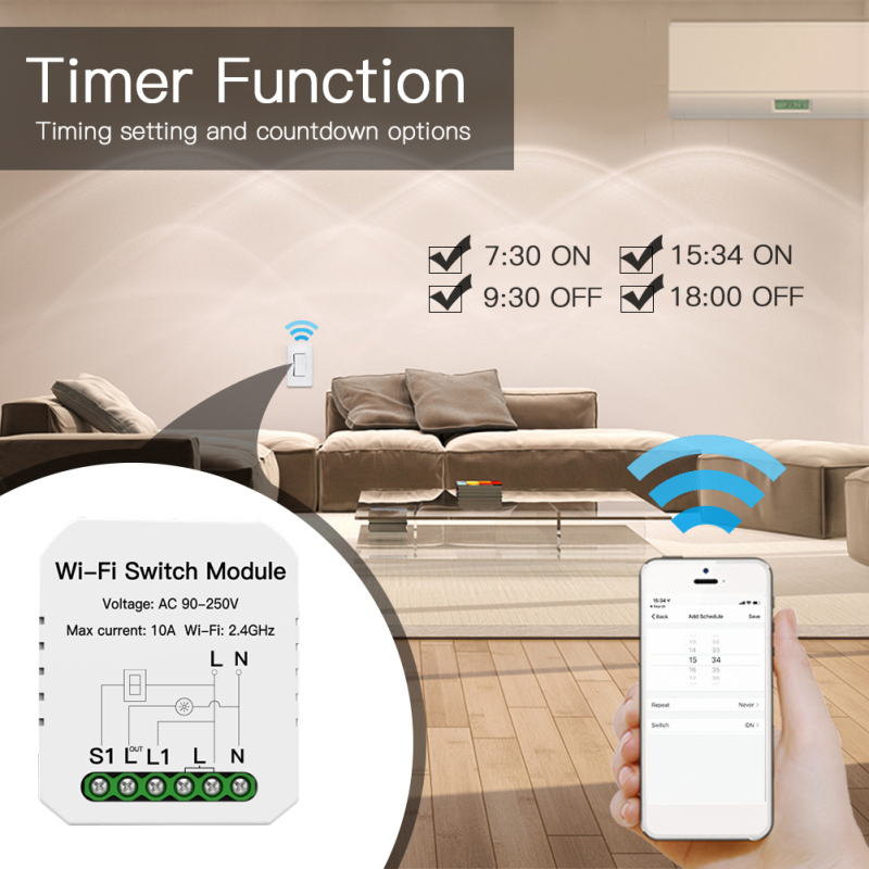 Nax Smart Home Wifi Wireless Switch Module For Apple Android App Control 90-250V Hot Sell. 