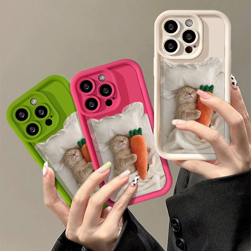 Candy Color Cute Cat Phone Case For iPhone 11 Case iPhone 15 13 14 12 Pro XS Max XR X 7 8 14 15 Plus SE Matte Shockproof Cover. 