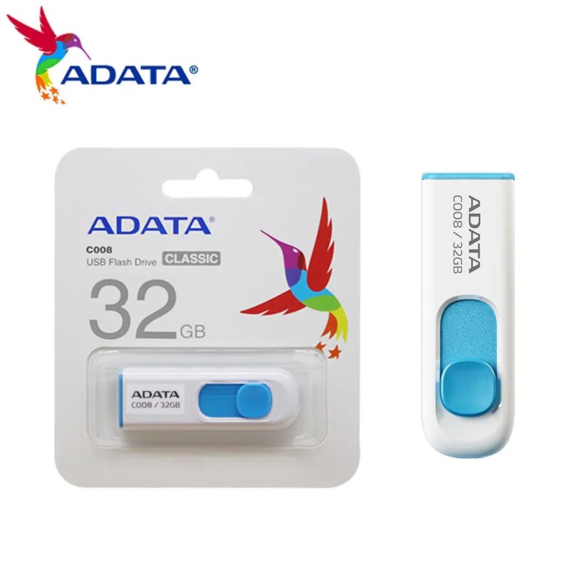 Original ADATA USB 2.0 C008 16GB 32GB 64GB USB Flash Drive High Speed usb flash drive Memory Stick Pendrive For Computer. 