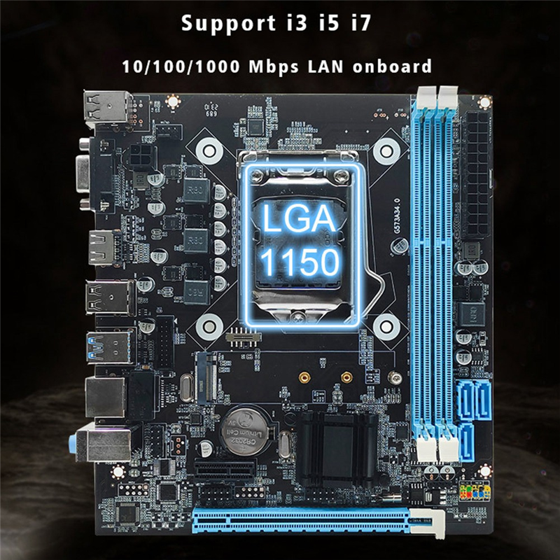 1 PCS H81 Computer Motherboard DDR3 16G LGA1150 PC Main Board Plastic VGA+-Compatible+RJ45 Port Support SATA 3.0 2.0 I3 I5 I7. 