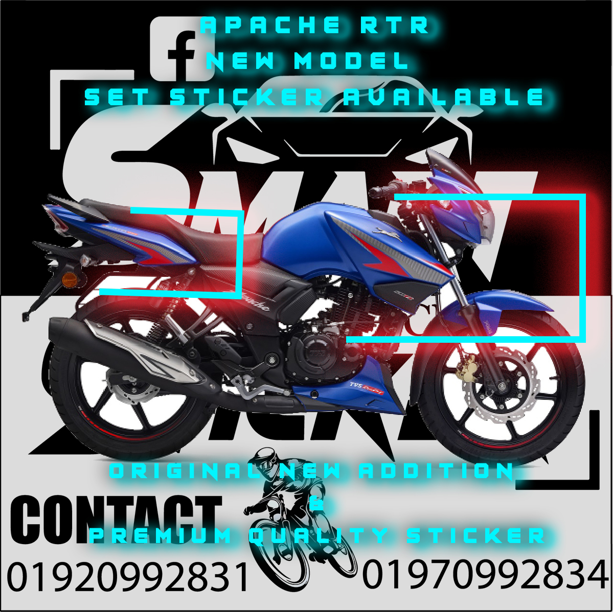 APACHE RTR SET STICKER  ||  Apache rtr body sticker ||  apache rtr new model sticker. 