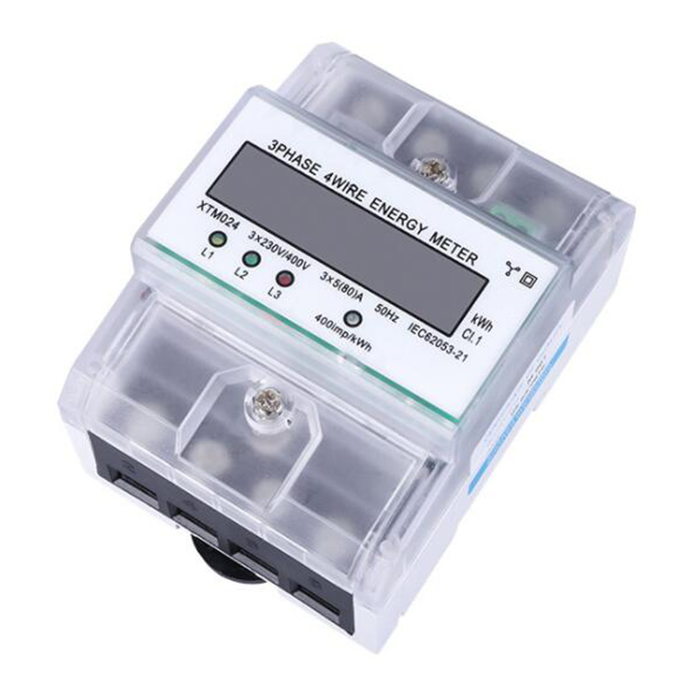 3 Phase 4 Wire Energy Meter 220/380V 5-80A Energy Consumption KWh. 