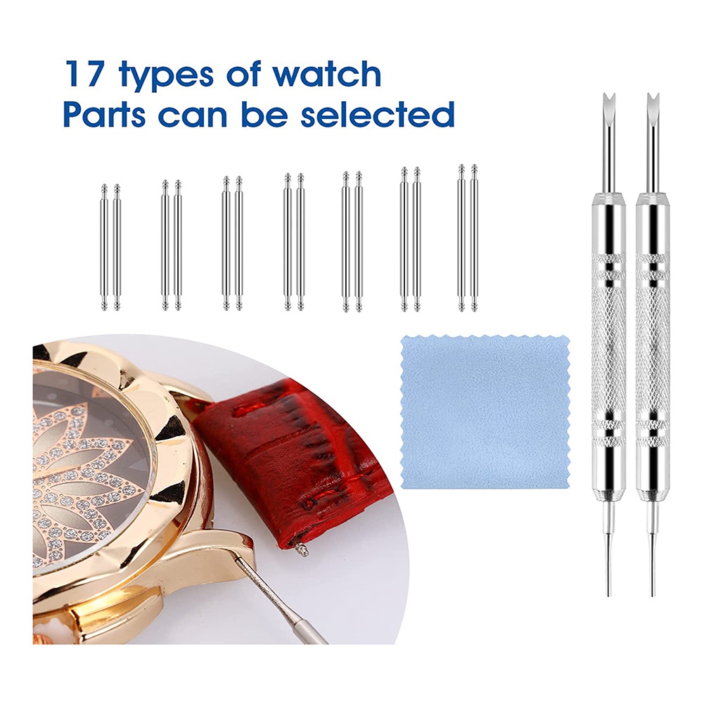 Watch Strap Removal Tool Kit with Spring Bar Tool Watch Cleaning Cloth Link Removal Pin Remover Kit for Strap Adjustment. 