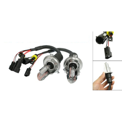 2 Pcs 35W DC 12V 12000K H4 HID Xenon Hi/Lo Beam Front Lights Bulbs Harness. 