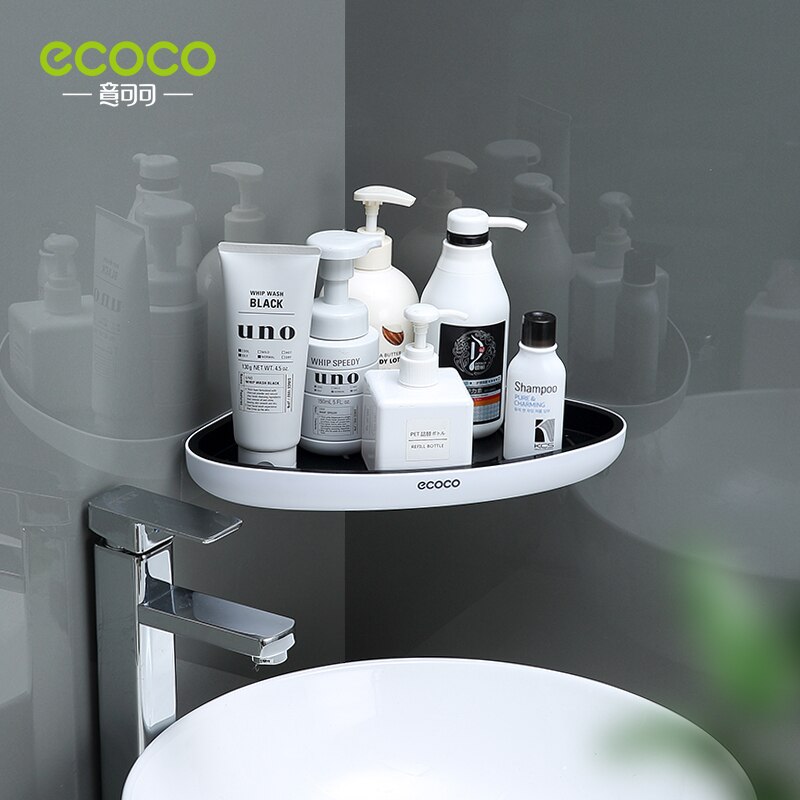 ECOCO Triangular Corner Bathroom Shelf Wall-Mounted Storage Rack Lotions Storage Kitchen Organizer For Bathroom Accessories