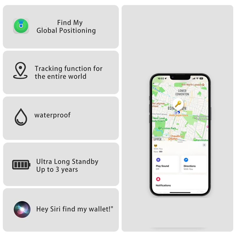 Wallet Tracker Card Wallet Finder for IOS Find My Bluetooth Locator for Phone, Luggage, Bag ,Waterproof Easy Install Easy to Use. 