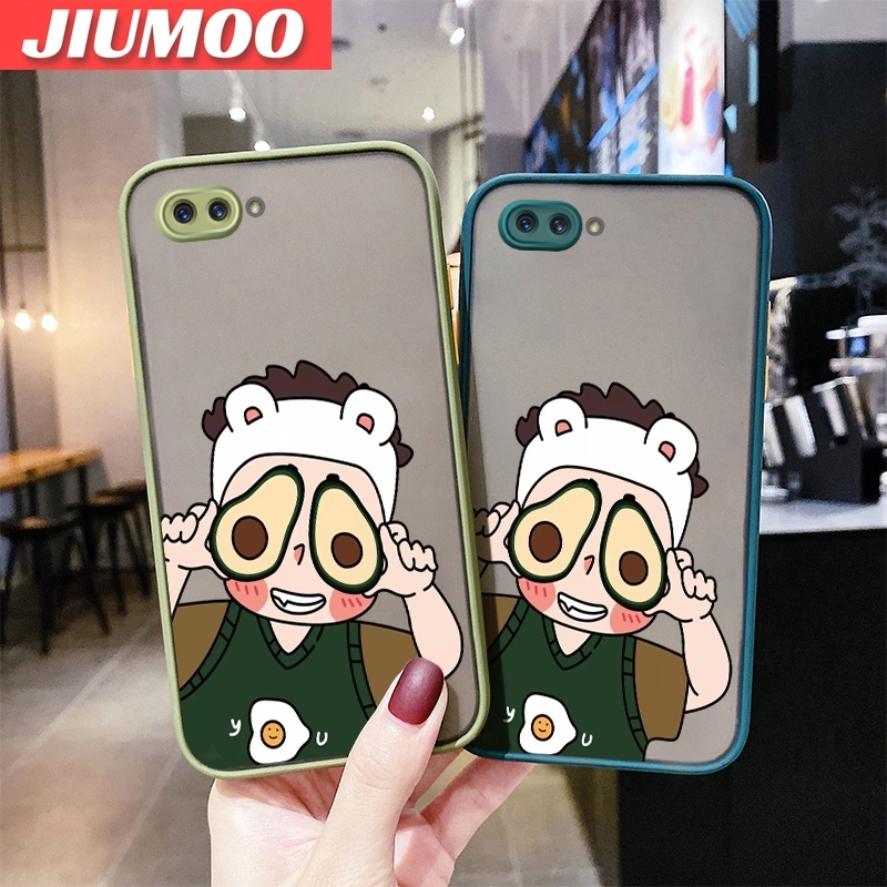 JIUMOO For OPPO A5 2018 OPPO A3s OPPO A12E Realme C1 Case Cartoon Cute Avocado Girl Thin Frosted Transparent Cover Lens Camera Protect Edge Full Cover Casing Hard Cases. 