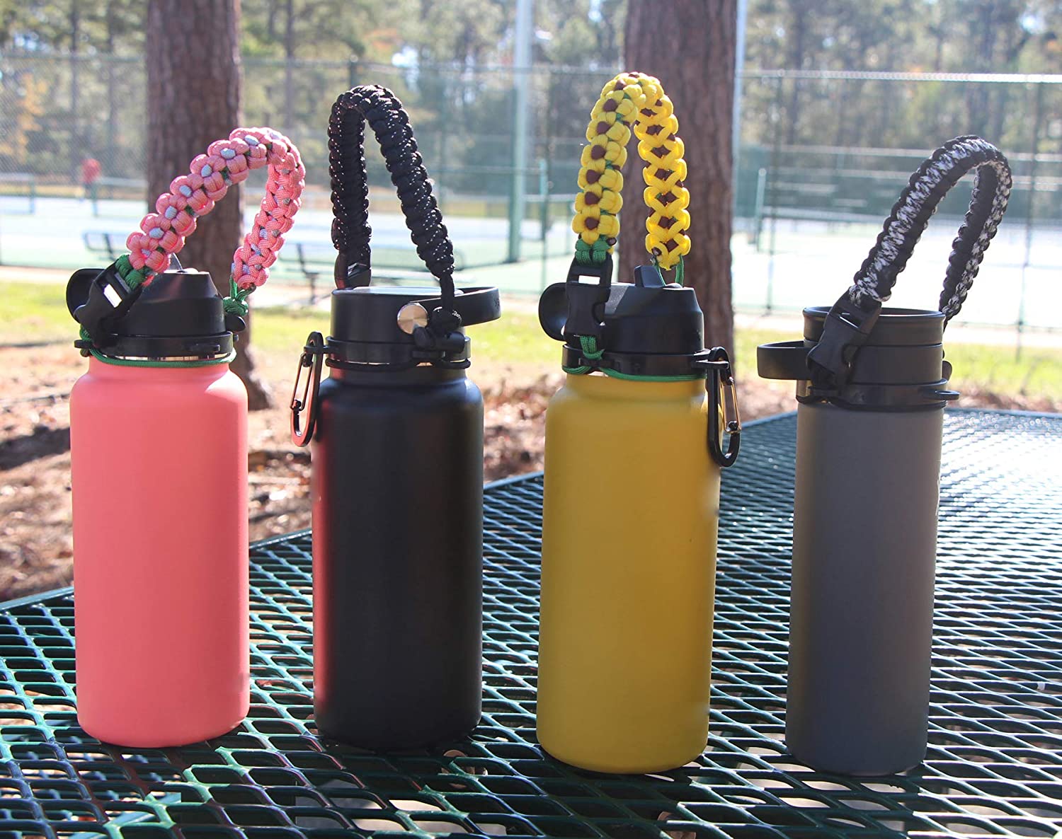 Colorful Paracord Handle New Style Cup Rope Aquaflask for hydro flask Accessories Fits 12oz to 64oz Wide Mouth Bottles Paracord Carrier Strap Cord with Safety Ring and Carabiner - Ideal Water Bottle Handle Strap. 